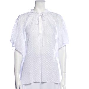ALICE + OLIVIA Mock Neck Short Sleeve Button-Up Top w/ Tags Size: M